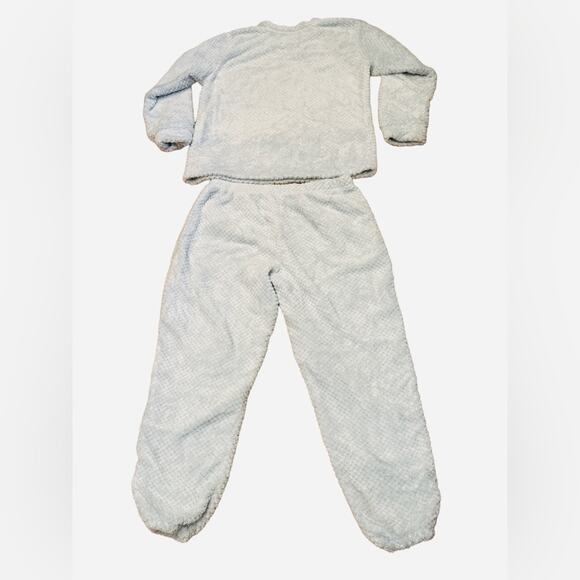 BearPaw Women’s Large light Blue Cozy Fleece Sleep Set with Jogger Style Pants - Picture 3 of 10